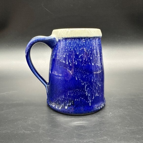 Vintage Art Pottery Mug Whitefish Montana Blue Drip Glaze 2004 Handmade Cup - Picture 4 of 11